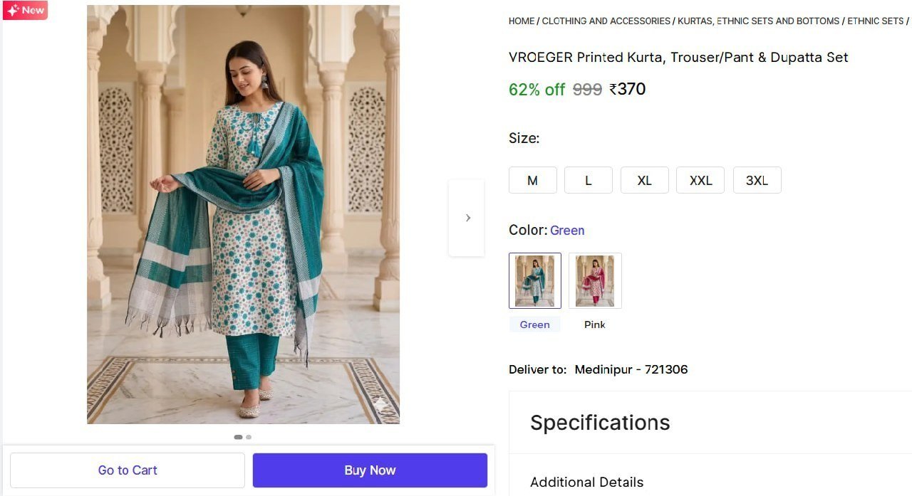 Printed Kurta Trouser Pant Dupatta Set 370