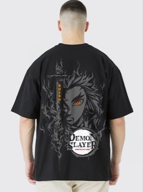Pronk Rengoku Anime Printed Oversized T-shirt 450 