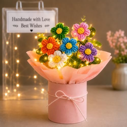 Pulgos Artificial Crochet Flower Bouquet With Led 