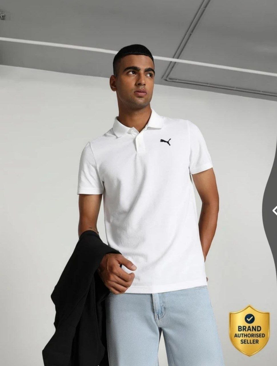 Puma Ess Logo M Men Solid Polo Neck Pure Cott