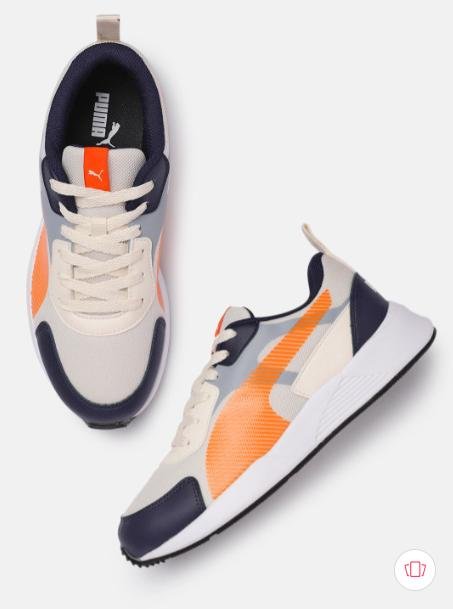 Puma Men Cream-coloured And Orange Colourbloc