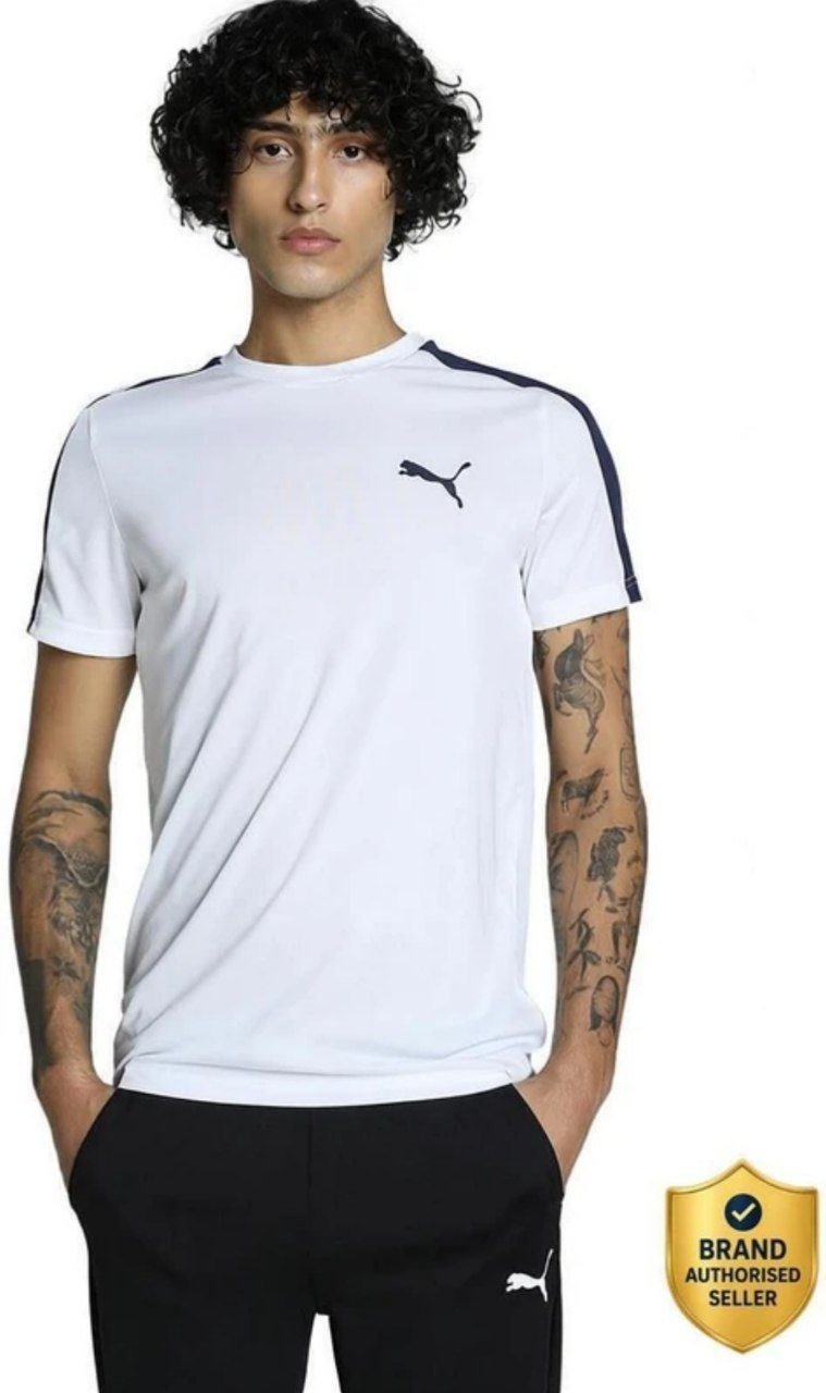 Puma Teams Cr Men Solid Crew Neck Cotton Blen