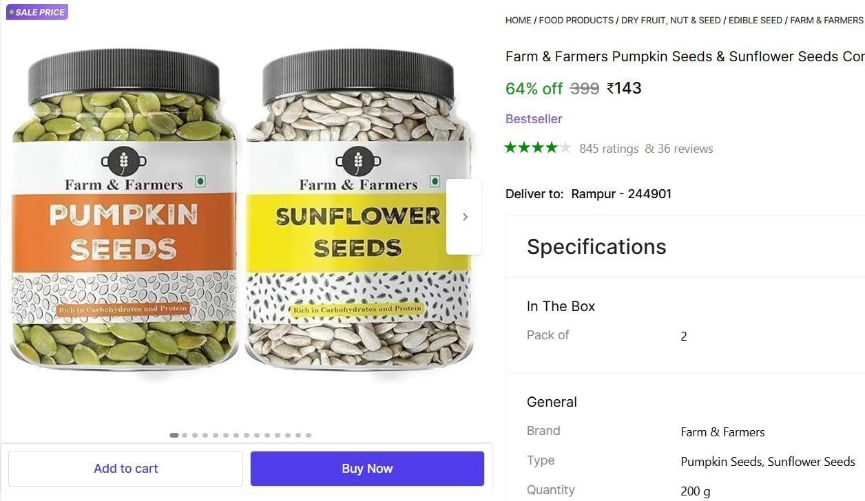 Pumpkin Seeds Sunflower Seeds 100 Gm Each 143