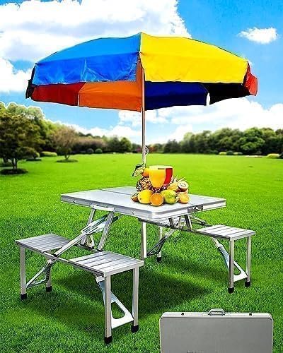 Punjan Folding Aluminum Picnic Table Camping Table