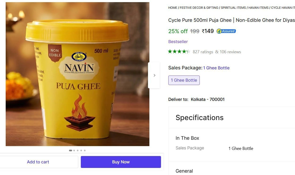 Pure 500ml Puja Ghee 149