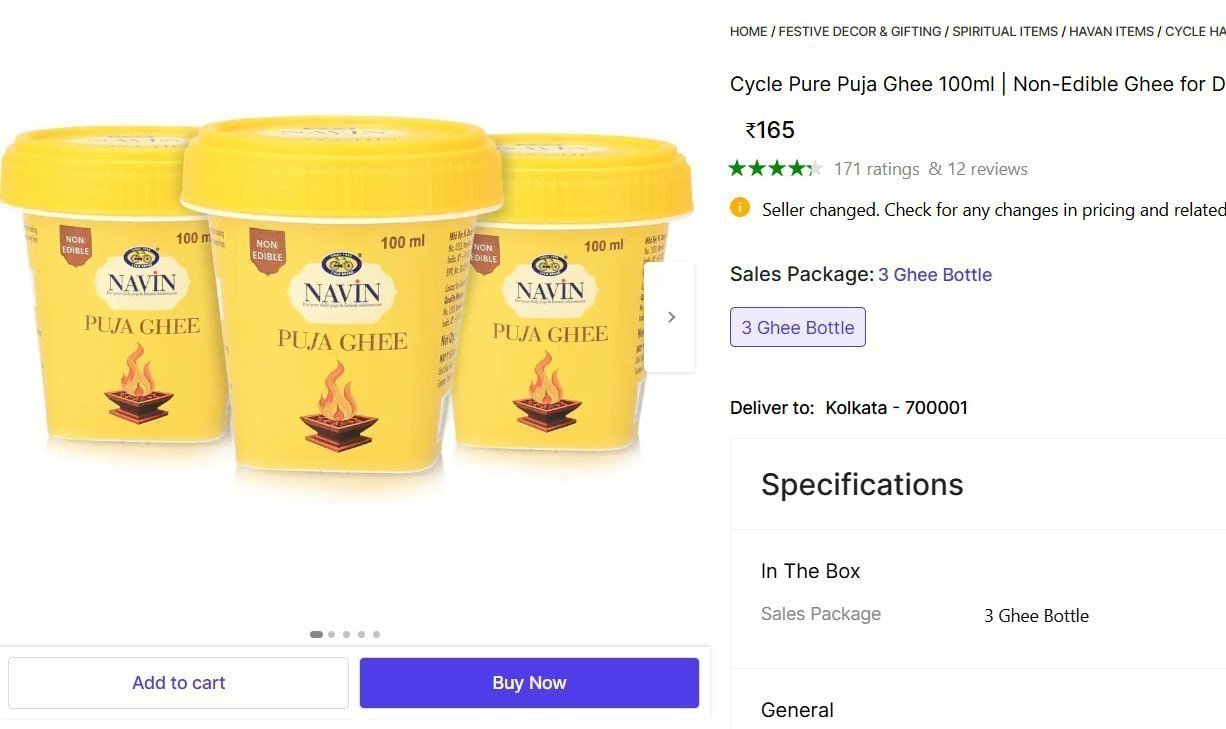 Pure Puja Ghee - Pack Of 3 165