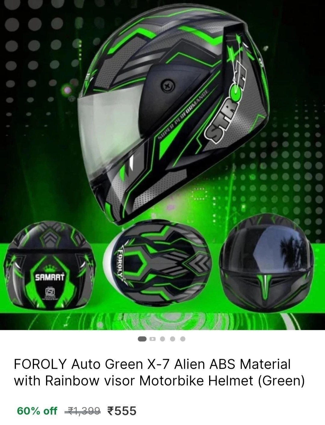 Rainbow Visor Motorbike Helmet (green) 555
