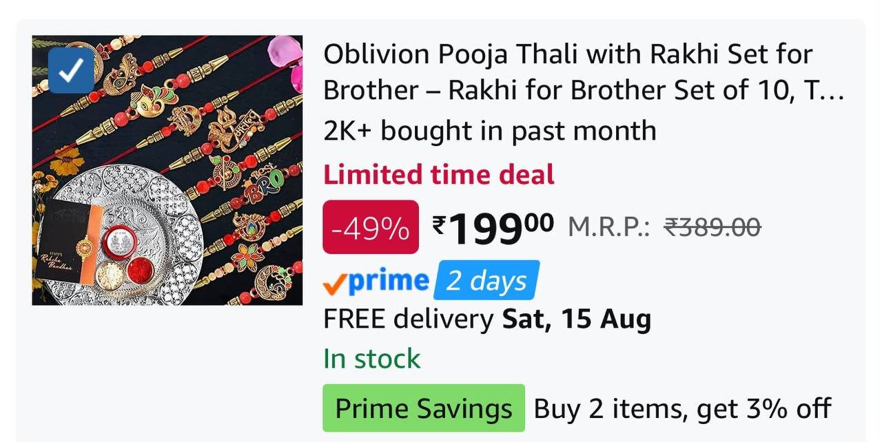Rakhi Set (pack Of 10) With Pooja Thali 199 Buy Fa