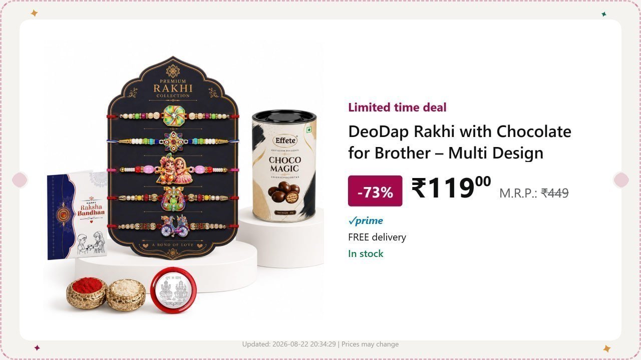 Rakhi With Chocolate For Brother 5 Pcs 119