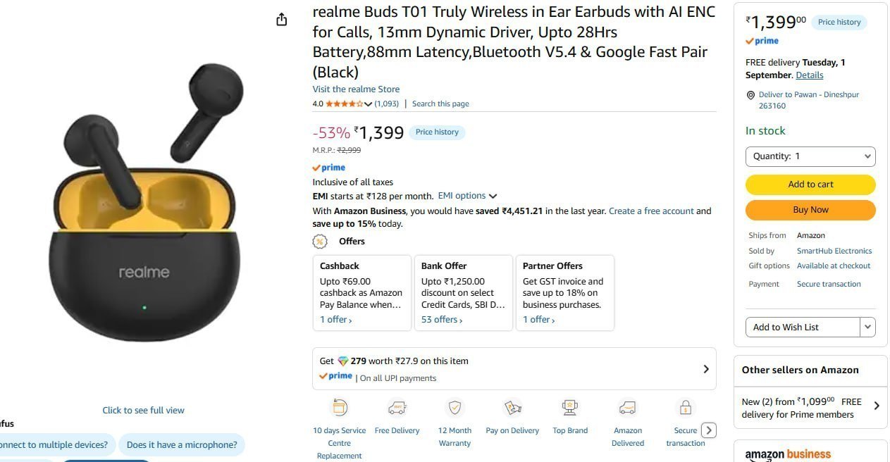 Realme T01 Wireless Earbuds 1 399