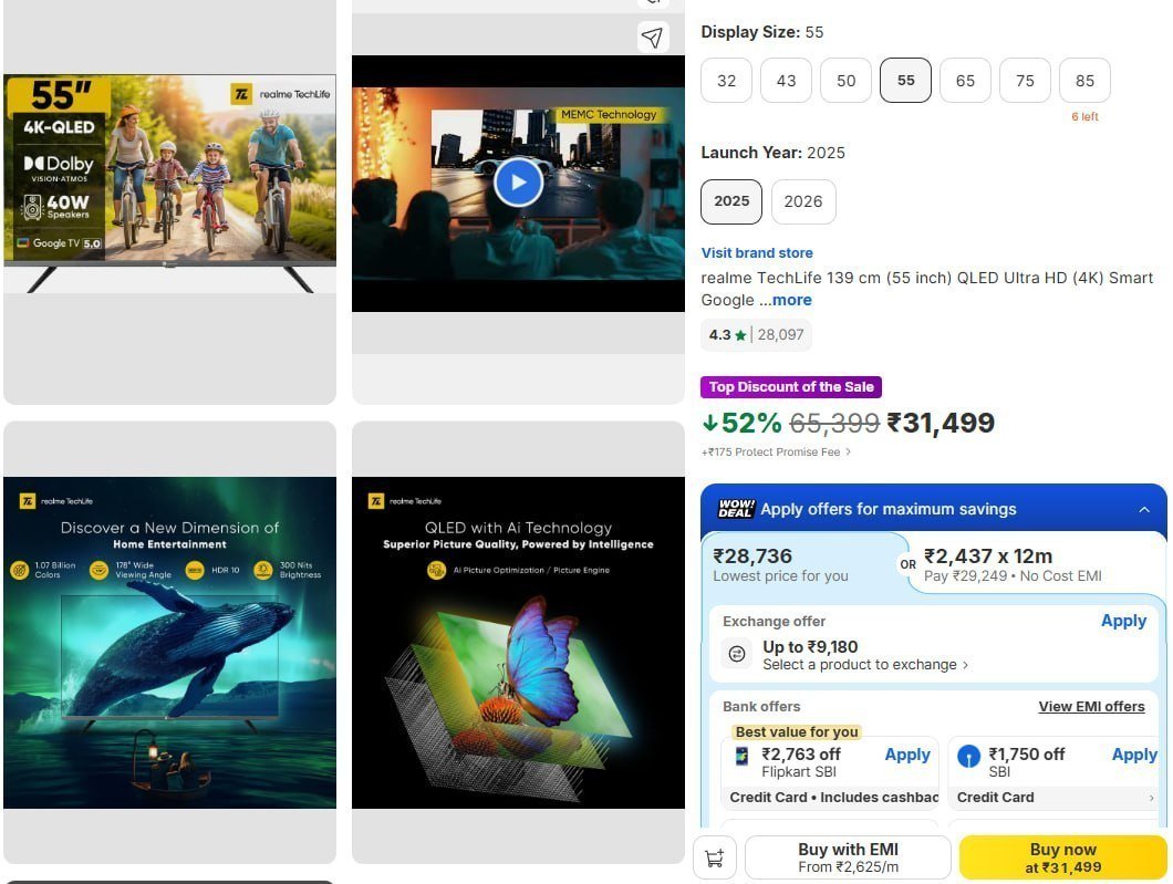 Realme Techlife 139 Cm (55 Inch) Qled Ultra 3