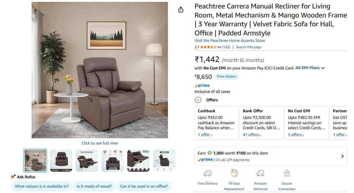 Recliner At 8650