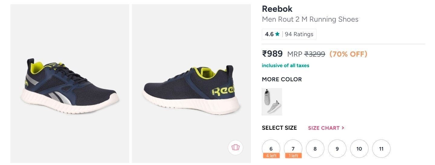 Reebok Running Shoes At 989