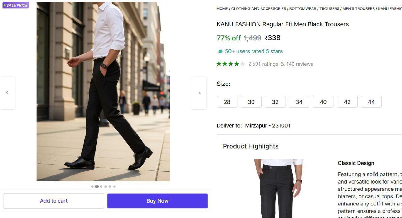 Regular Fit Men Black Trousers 338