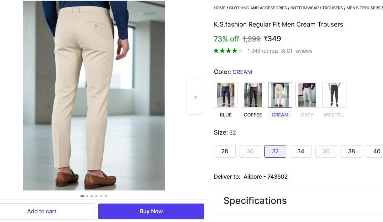 Regular Fit Men Cream Trousers 349