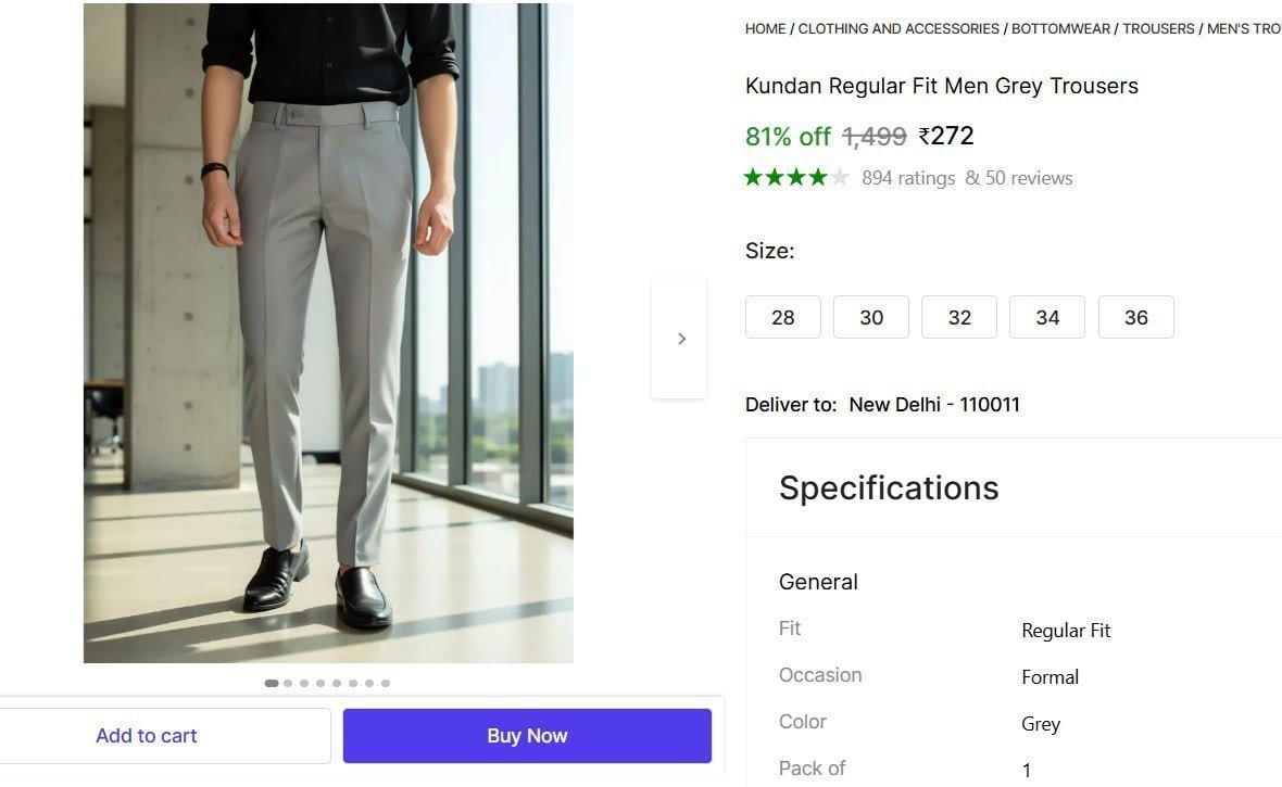 Regular Fit Men S Grey Trousers 272
