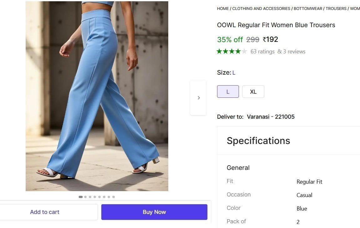 Regular Fit Women Blue Trousers 192