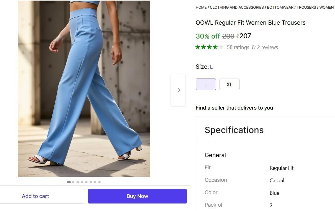 Regular Fit Women Blue Trousers 207