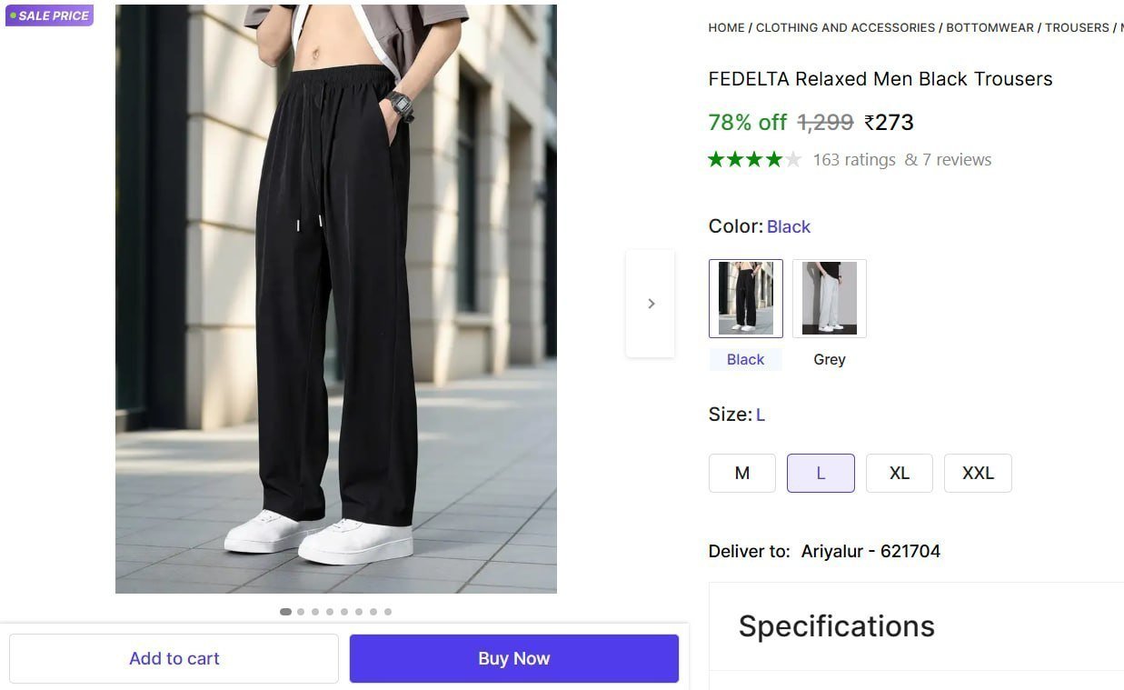 Relaxed Men Black Trousers 273