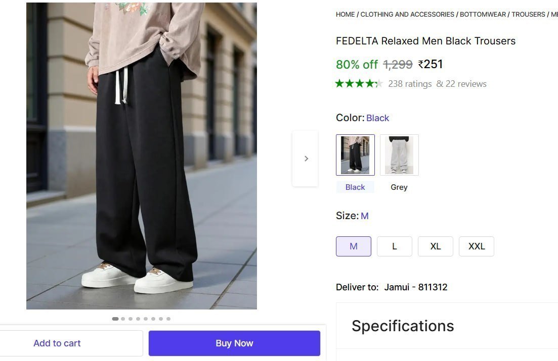 Relaxed Men S Black Trousers 251