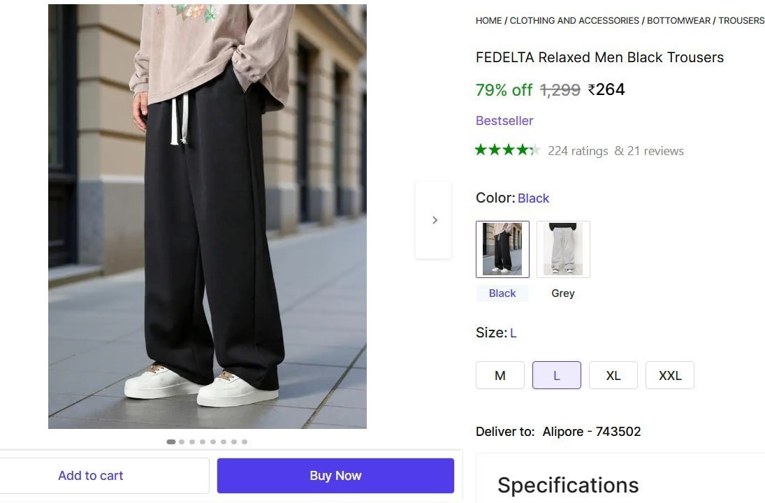 Relaxed Men S Black Trousers 264