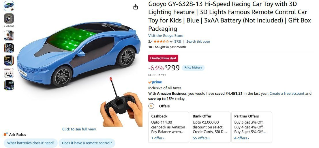 Remote Control Car With Led 299