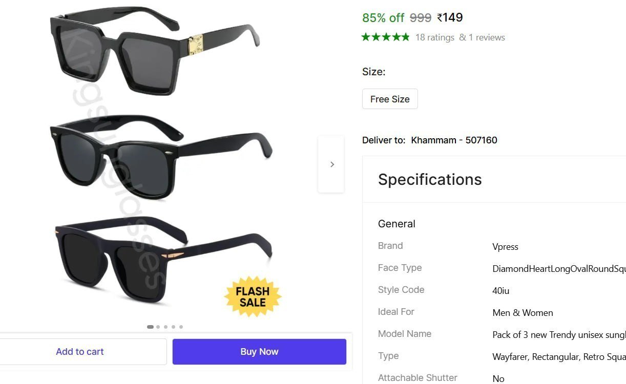 Retro Square Sunglasses Pack Of 3 149