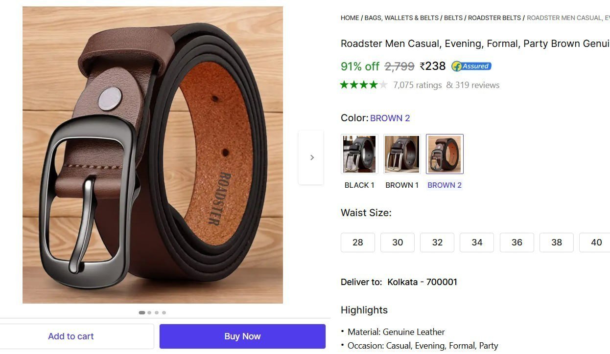 Roadster Men Casual Genuine Leather Belt 238
