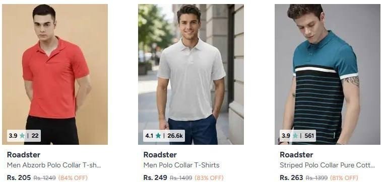 Roadster Mens Polo T-shirts Starts 205