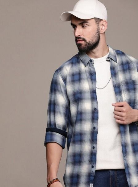 Roadster The Life Co Pure Cotton Checked Casu