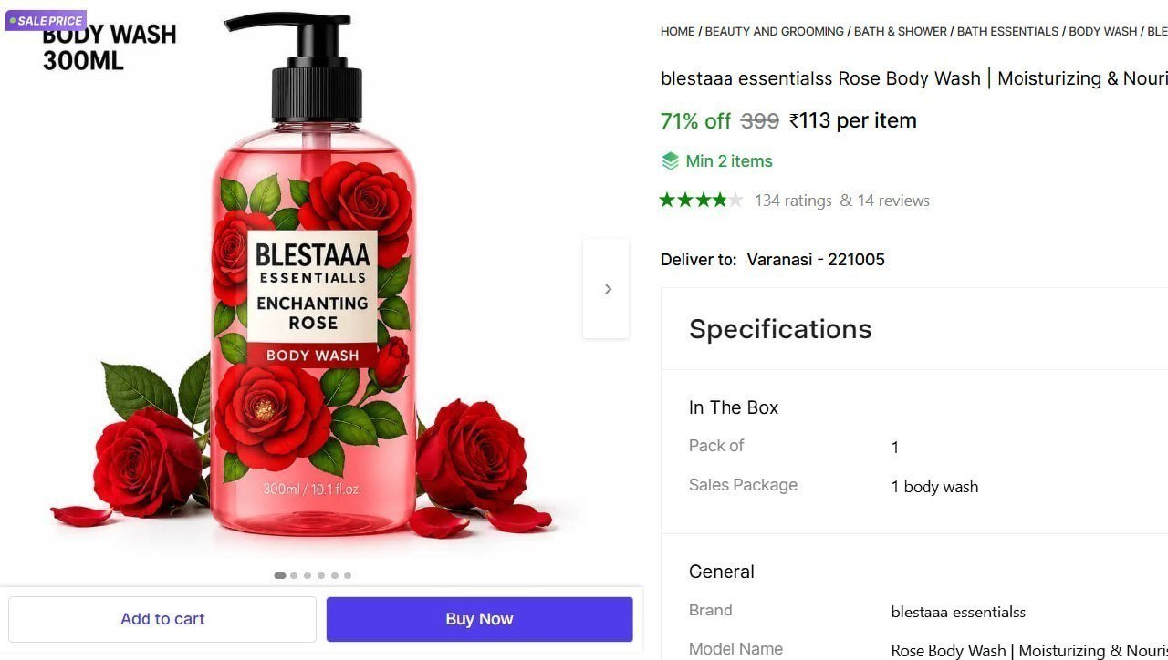 Rose Body Wash 300 Ml 113 Min Buy - 2