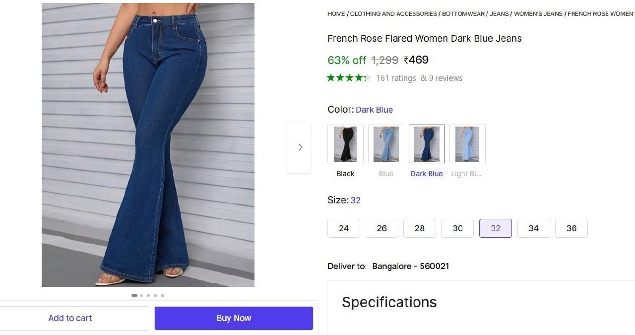 Rose Flared Women Dark Blue Jeans 469 More -
