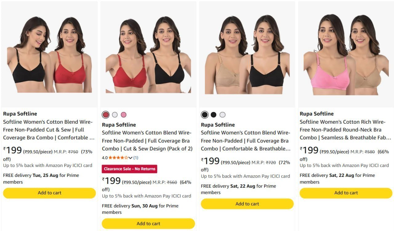Rupa Softline Bra (pack Of 2) Starts 199