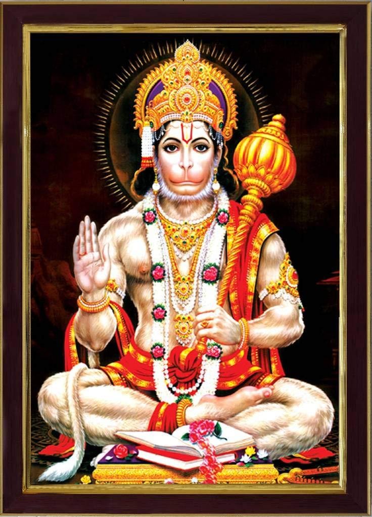 Saf Paintings Religious Lord Hanuman Ji Frame