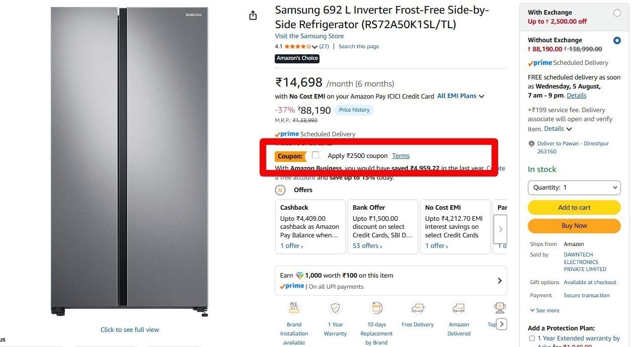 Samsung 692 L Inverter Side-by-side Refrigerator 8