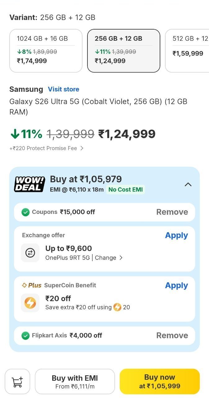 Samsung Galaxy S26 Ultra 5g (cobalt Violet 256 Gb)