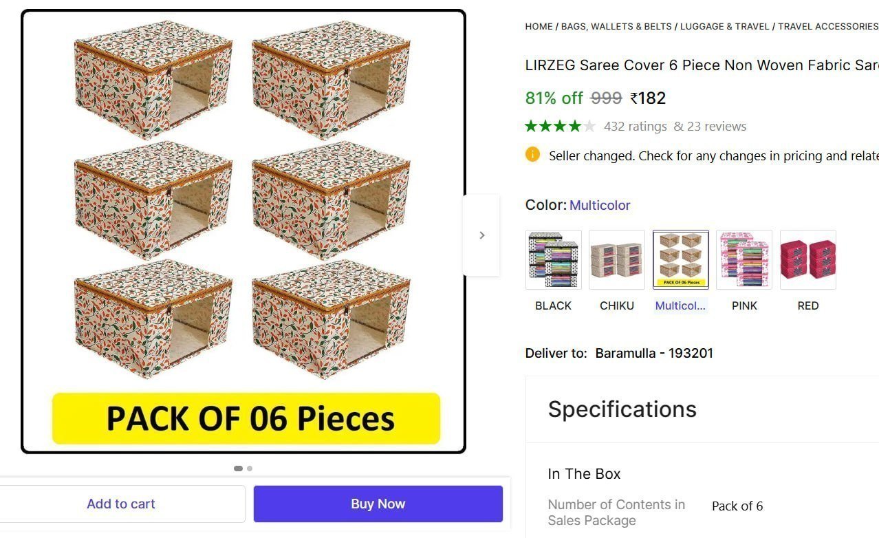 Saree Cover Clothes Organizer 6 Pcs 182