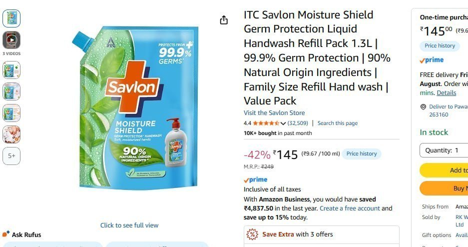 Savlon Liquid Handwash 1500ml 145