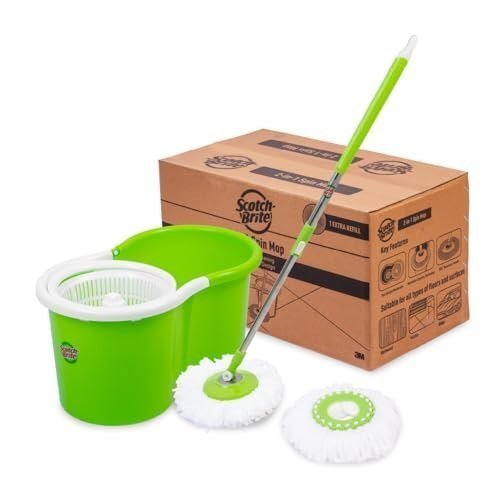 Scotch-brite Twin Bucket Spin Mop With Easy Wring 