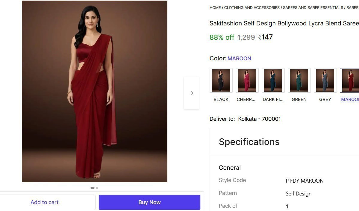 Self Design Bollywood Lycra Blend Saree 147