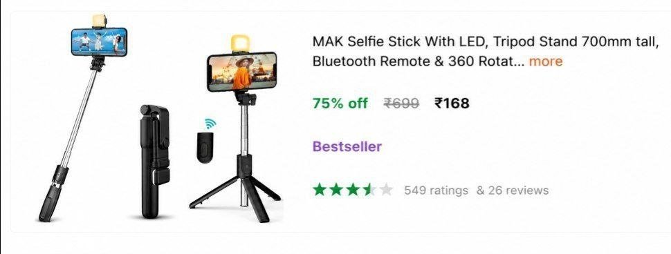 Selfie Stick With Bt Remote At 168
