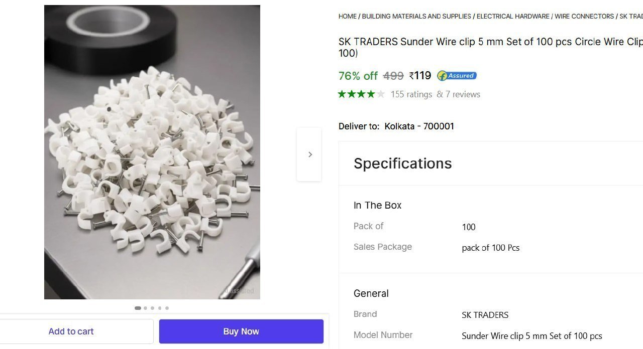 Set Of 100 Pcs Circle Wire Clips 119
