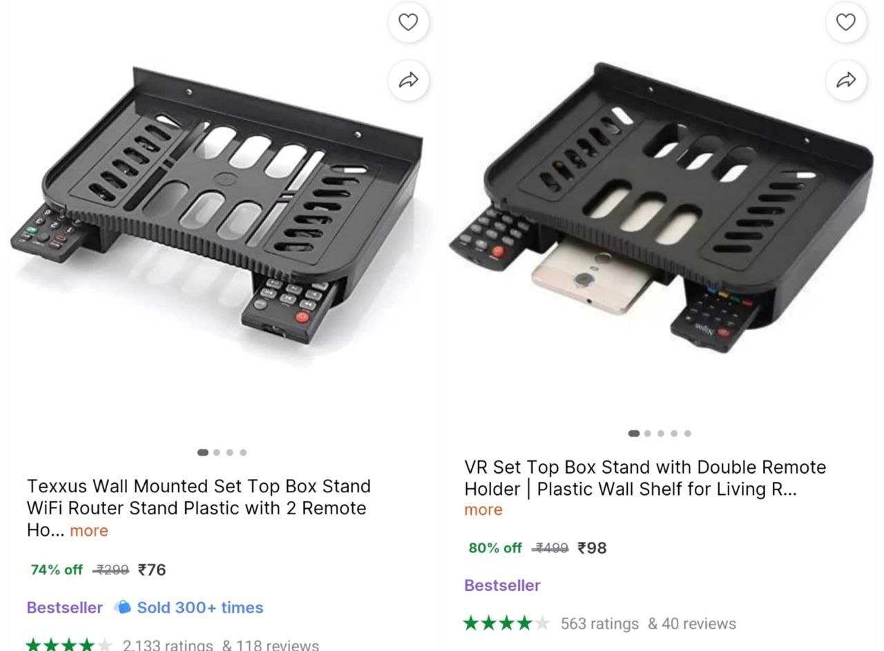 Set Top Box Mounted Stand With Remote Holder 