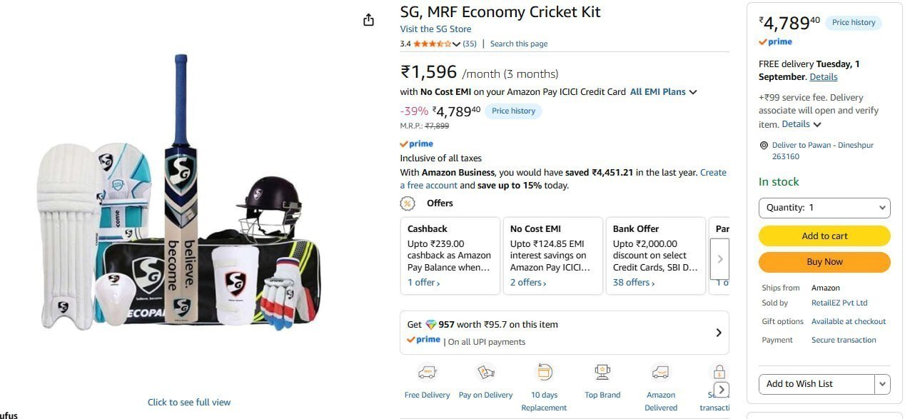 Sg Mrf Economy Cricket Kit4789 2117