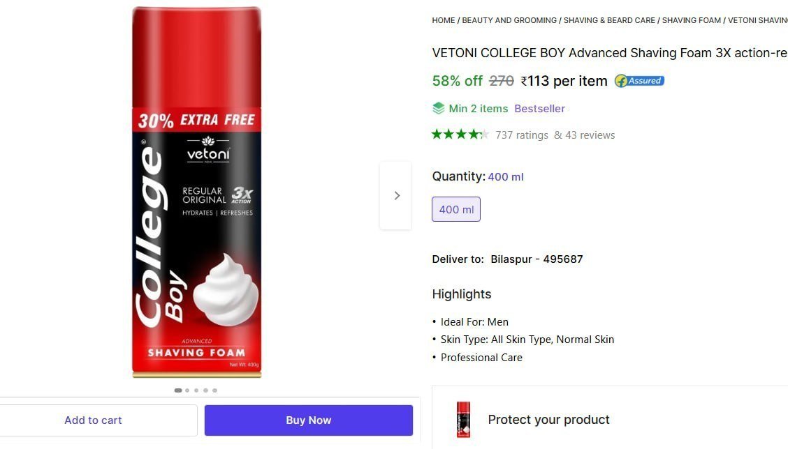 Shaving Foam (400 Ml) 113min Buy - 2