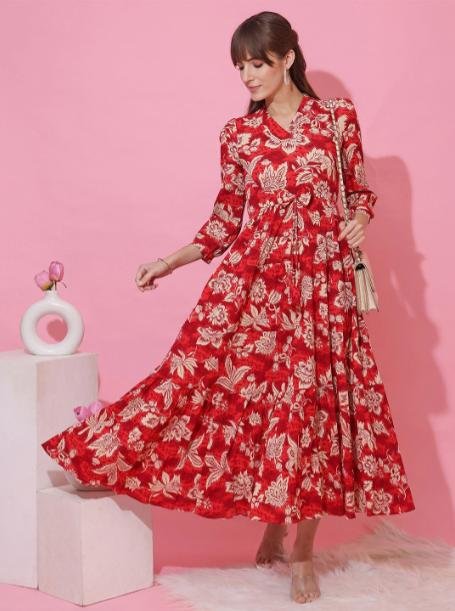 Sheetal Associates Floral Printed Puff Sleeve
