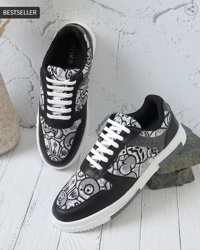 Shein Men Colour-blocked Graphic Print Lace-up Sne