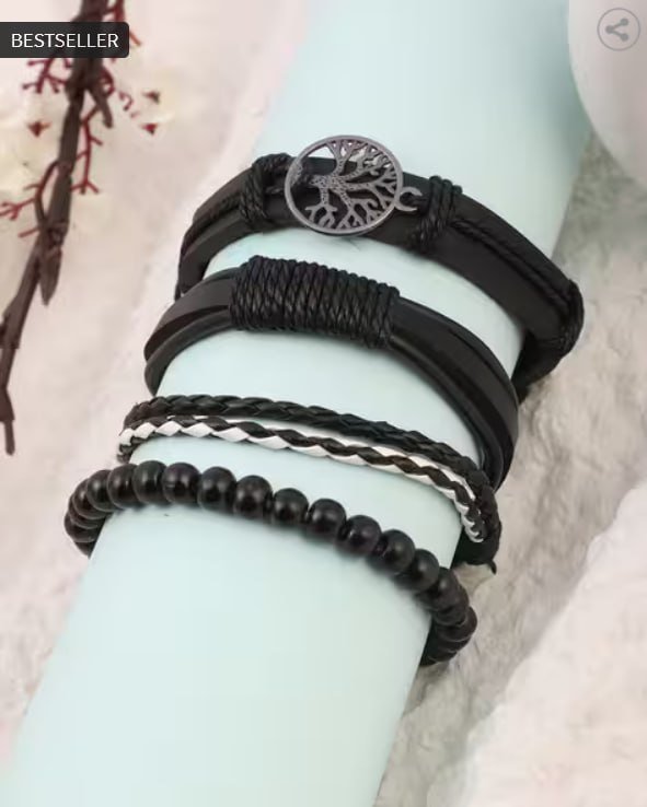 Shein Men Combo Of 4 Layered Beaded Bracelet Set 1