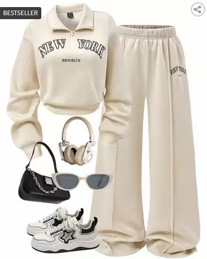 Shein Zip Closure Typographic Print T-shirt Pintuck Pant 1 399