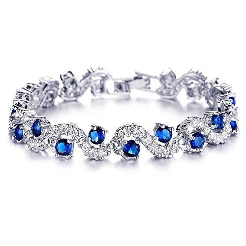 Shining Diva Fashion Royal Blue Crystal Cz Si